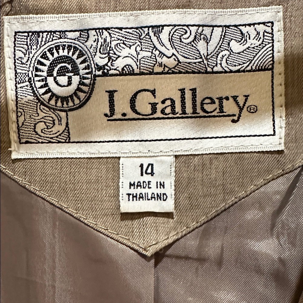 VINTAGE☔️J. GALLERY WOMENS SIZE 14 DARK TAN DOUBLE BREASTED LONG TRENCH COAT - Picture 2 of 11